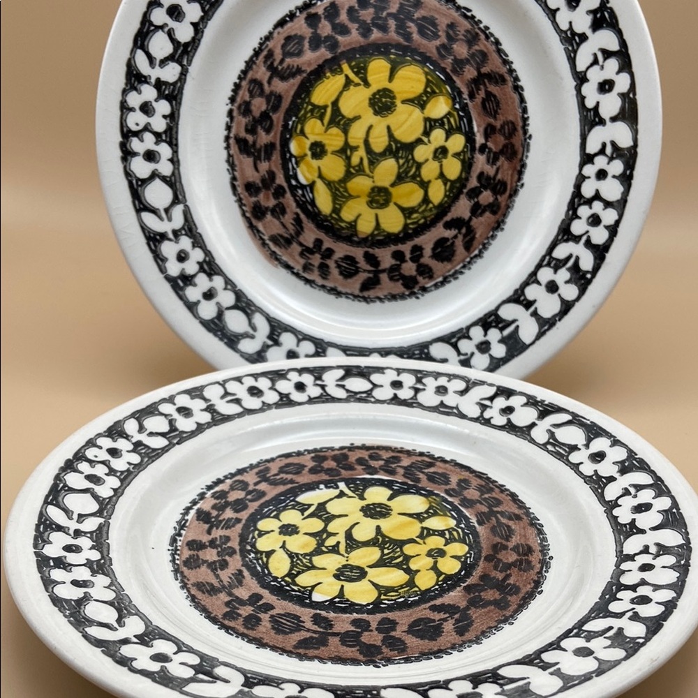 Set of 2 - Lemon Grove by Kathie Winkle Broadhurst  Ironstone Side Salad Plates